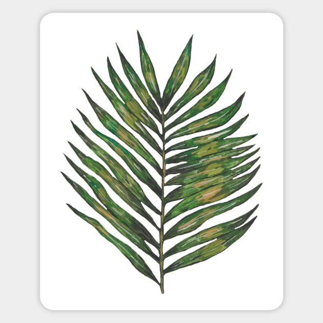 Watercolor tropical green leaf Sticker by deadblackpony